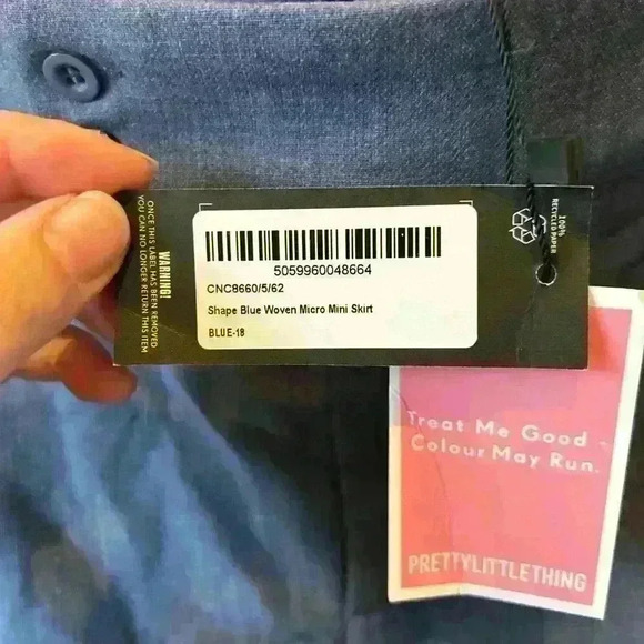 NWT Pretty Little Thing Shape  Blue Woven Micro Mini Skirt - Picture 5 of 10